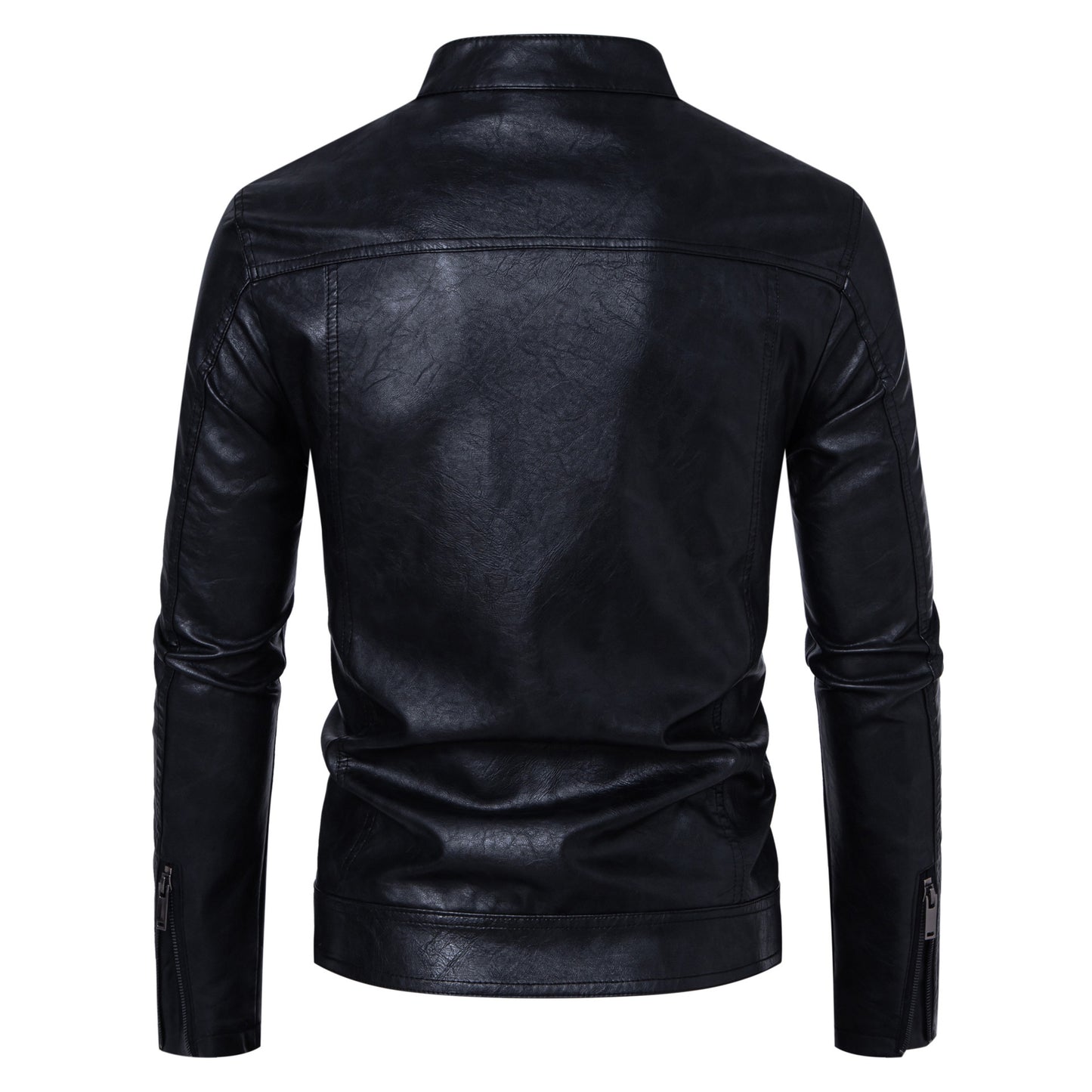Men's Premium Casual Leather Jacket Stand Collar Coat - LAKD London