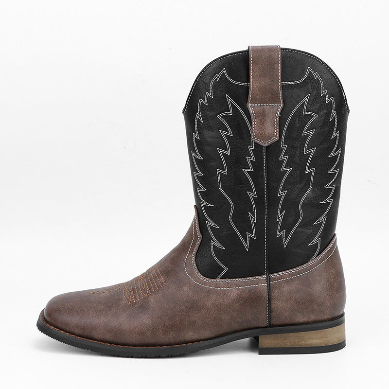 Men's Western Denim Cowboy Boots Square Toe Motorcycle Shoes - LAKD London