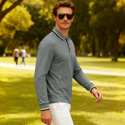 Men's Casual Jacquard Polo Shirt Quick Drying Breathable Summer Style