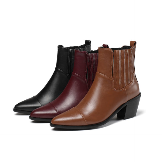 Women's Mid Heel Martin Boots Simple Stylish Solid Color