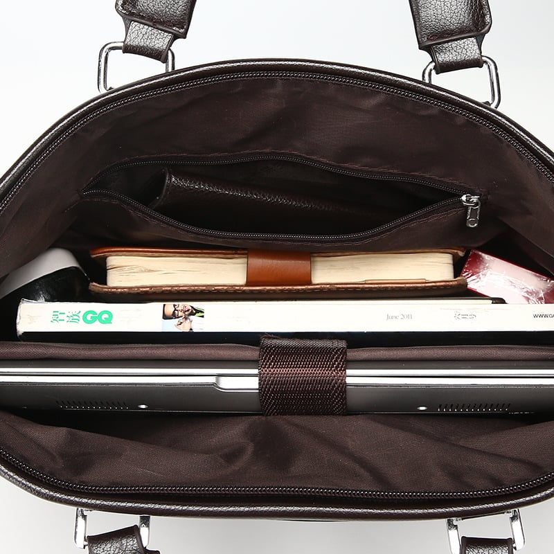Men's Casual Leather Briefcase Soft PU Business Handbag Office Style