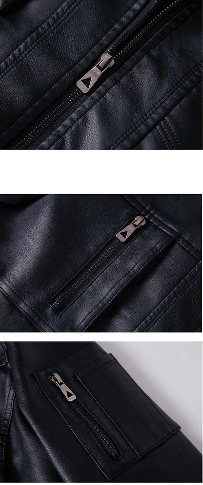 Men's Vintage Hooded Leather Jacket with Soft Velvet Lining Style