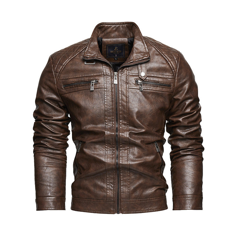 Men's Leather Lapel Retro Jacket Plus Size Winter Coat Casual - LAKD London