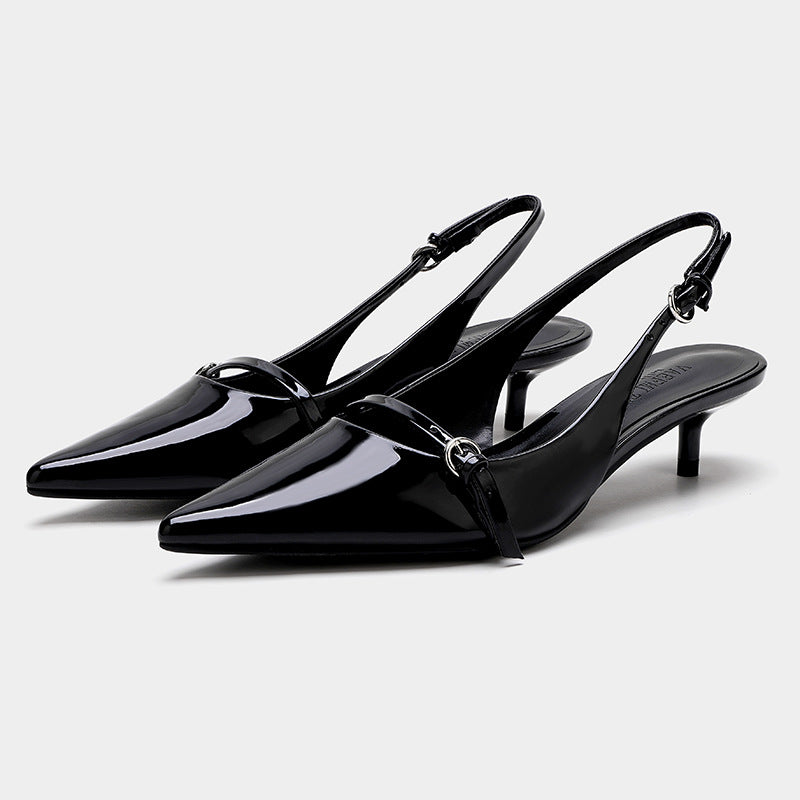 Women's Slingback Mules Pointed Toe Retro Wine Red Shoes Elegant