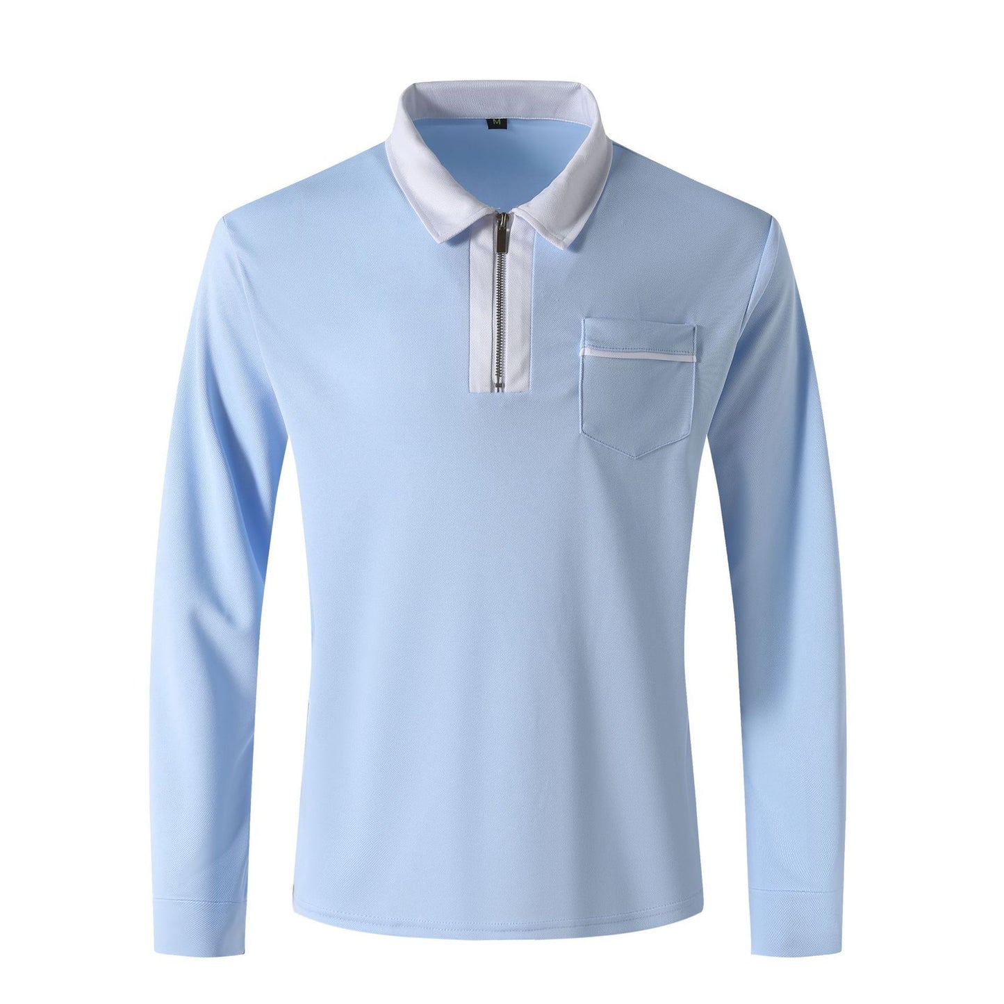 Men's Long Sleeve Zipper Polo Shirt Casual Lapel Henley Style - LAKD London