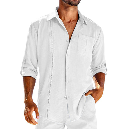 Men's Casual Long Sleeve Button Down Shirt With Pocket Detail - LAKD London