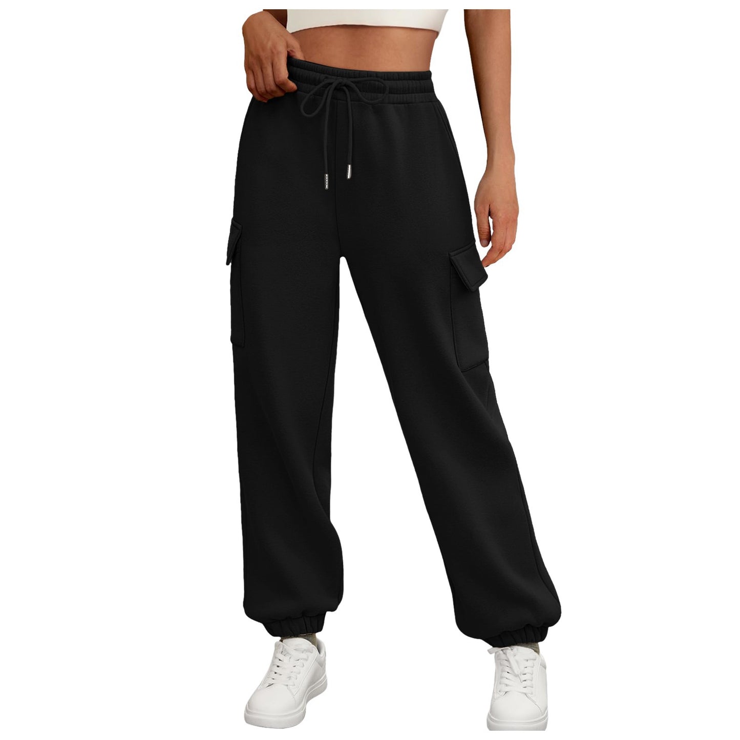 Women's Casual Cargo Fleece Lined Baggy Jogger Sweatpants Trousers Athletic