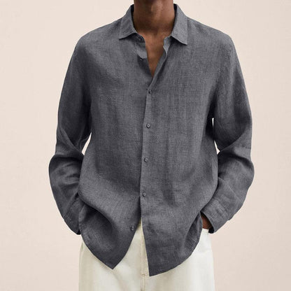 Men's Long Sleeve Lapel Loose Button Cardigan Casual Shirt - LAKD London