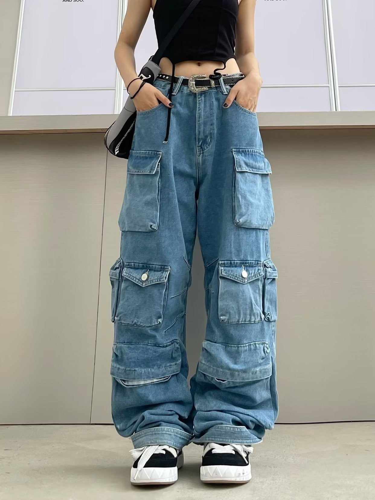 Women’s High Waist Wide Leg Tie Dye Street Jeans