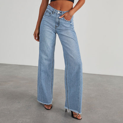 Women's High Waist Straight Leg Denim Jeans Comfortable Slim Fit