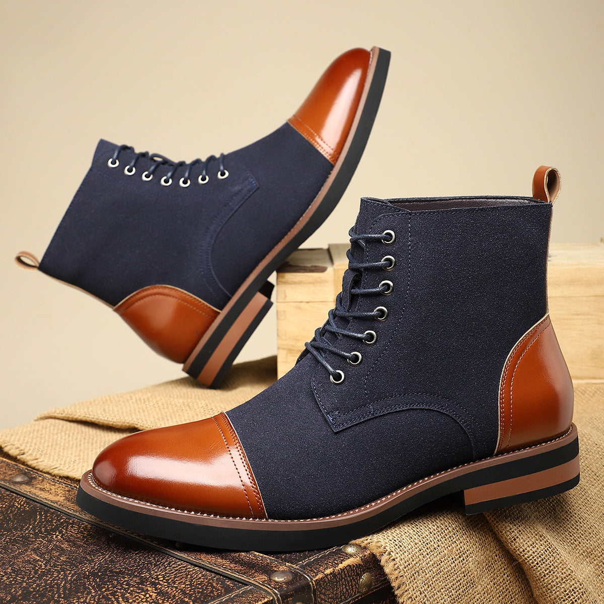 Men's Casual Leather Martin Boots Trendy Stylish All Match Footwear
