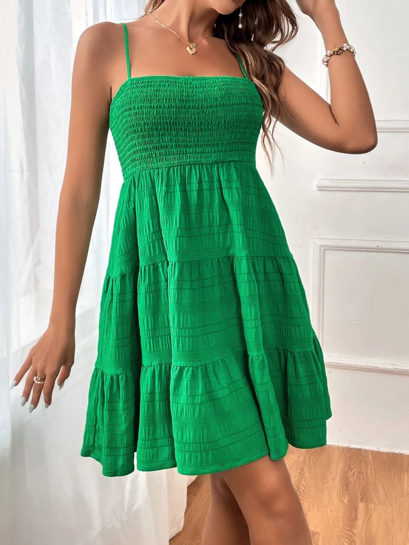 Women's Pure Colour Textured Dress High Waist All Matching Style - LAKD London