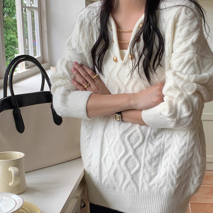 Women's Elegant Loose Knitted Pullover Top Soft Commuter Style Everyday - LAKD London