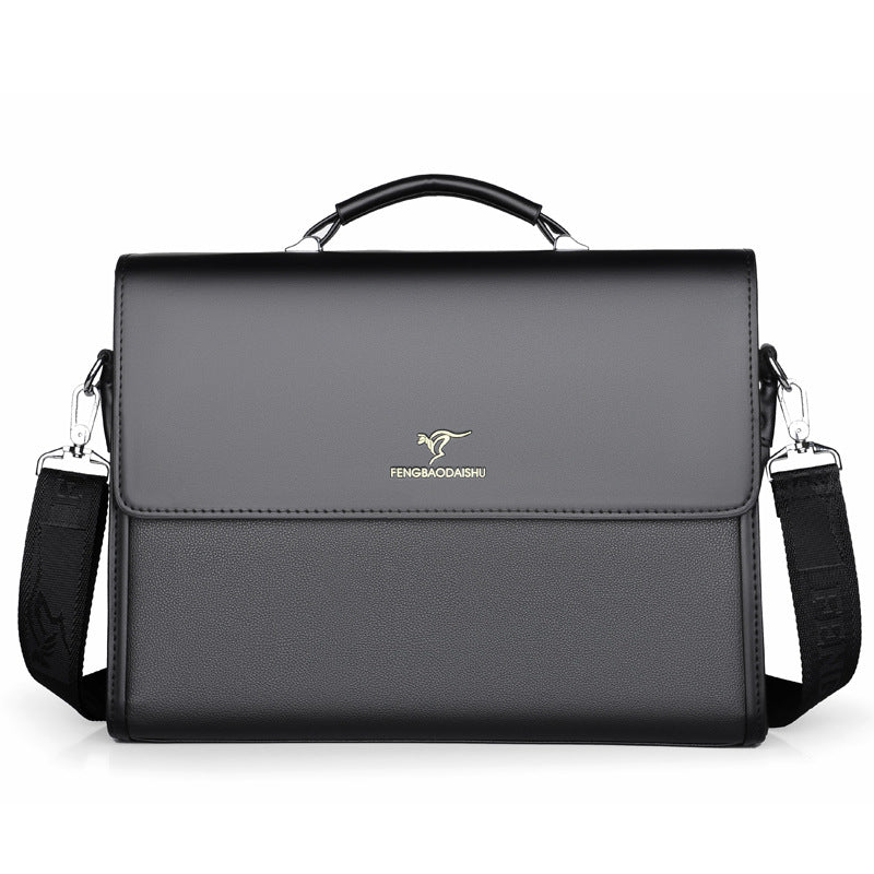 Men's Horizontal Leather Briefcase Professional Business Laptop Work Bag - LAKD London