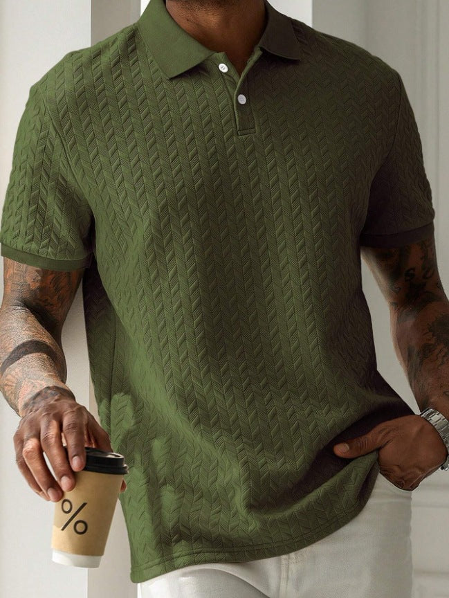 Men's Classic Short Sleeve Button Collar Polo Shirt Smart Casual - LAKD London