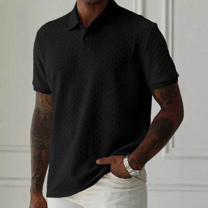 Men's Classic Short Sleeve Button Collar Polo Shirt Smart Casual - LAKD London