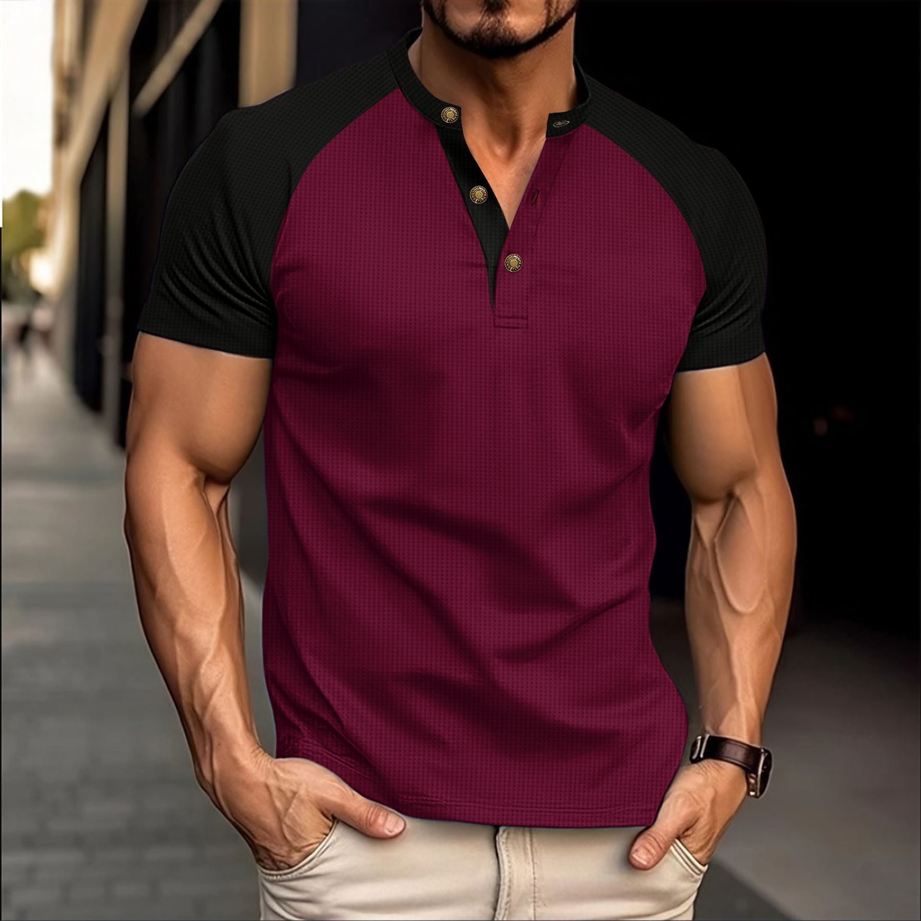Men's Casual Slim Fit Breathable Waffle Short Sleeve T-shirt - LAKD London