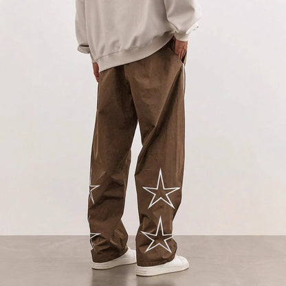 Men's Embroidered Street Retro Trousers Straight Leg Casual Style Wear - LAKD London
