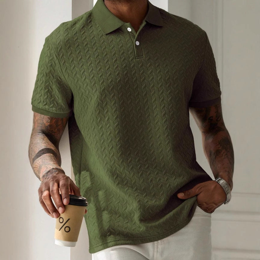 Men's Classic Short Sleeve Button Collar Polo Shirt Smart Casual - LAKD London
