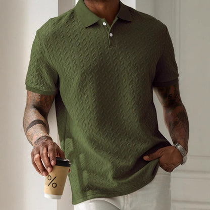 Men's Classic Short Sleeve Button Collar Polo Shirt Smart Casual - LAKD London