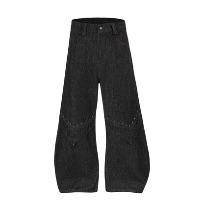 Men's American High Street Clean fit Design Rivet Loose Fit Jeans - LAKD London