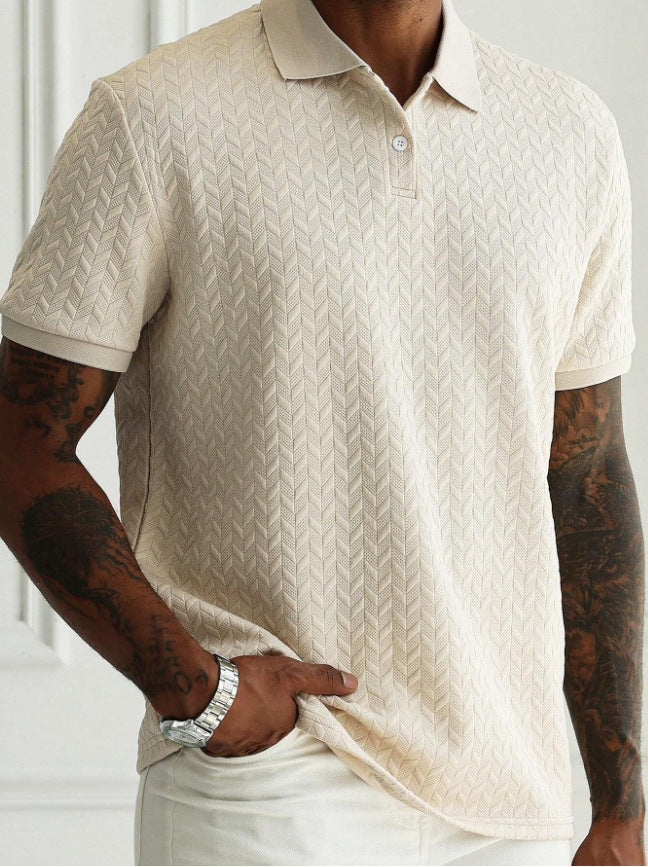 Men's Classic Short Sleeve Button Collar Polo Shirt Smart Casual - LAKD London