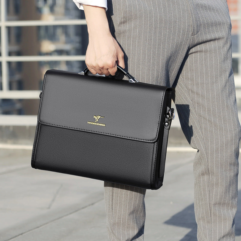 Men's Horizontal Leather Briefcase Professional Business Laptop Work Bag - LAKD London