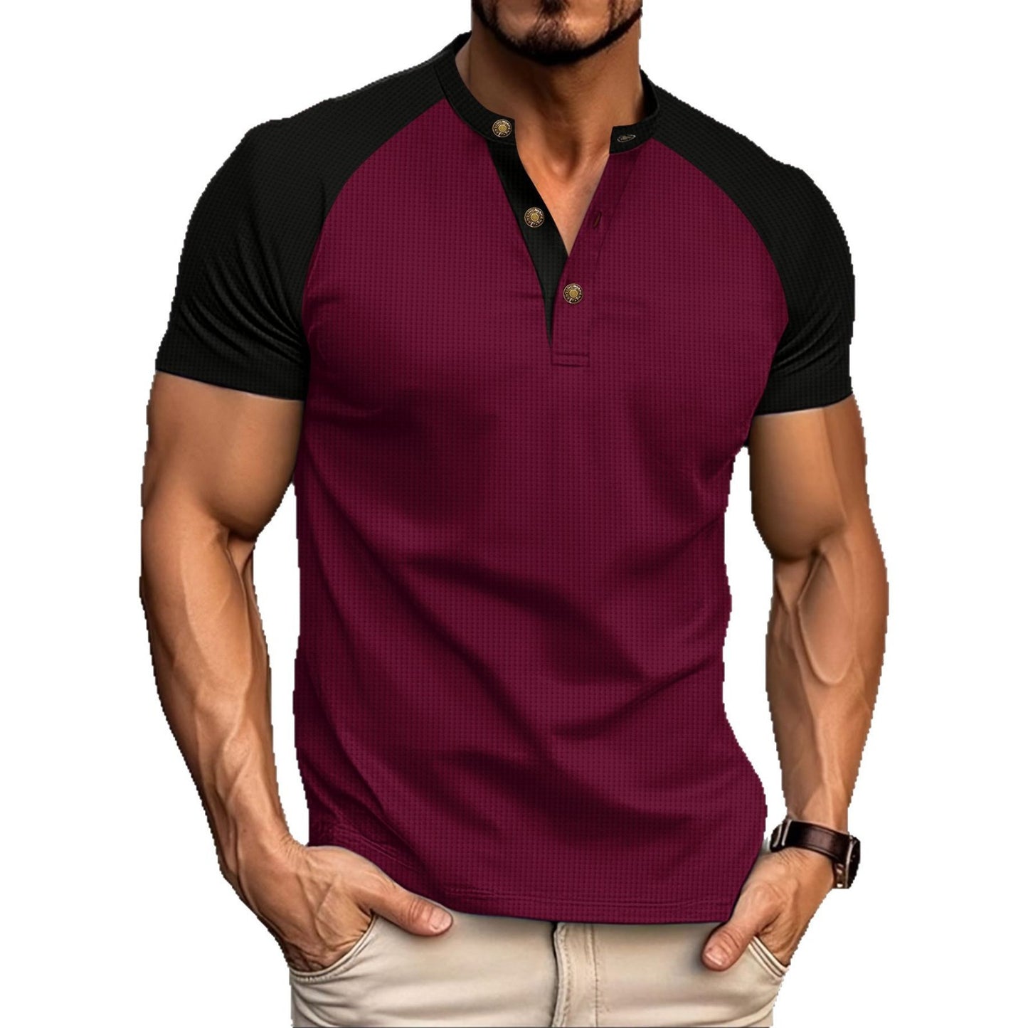Men's Casual Slim Fit Breathable Waffle Short Sleeve T-shirt - LAKD London