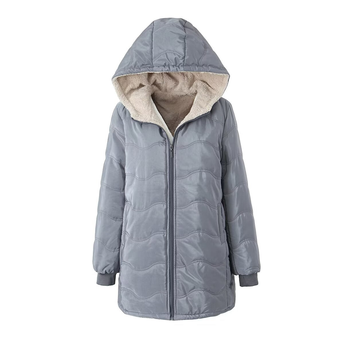 Women's Hooded Fleece Lined Winter Warm Keeping Jacket With Pockets - LAKD London