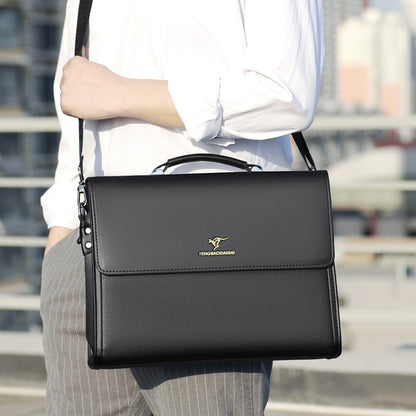 Men's Horizontal Leather Briefcase Professional Business Laptop Work Bag - LAKD London