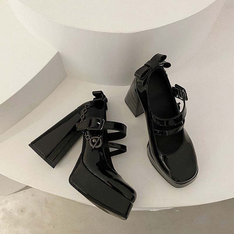 Women's Chunky Heel French Platform Mary Jane Shoes - LAKD London