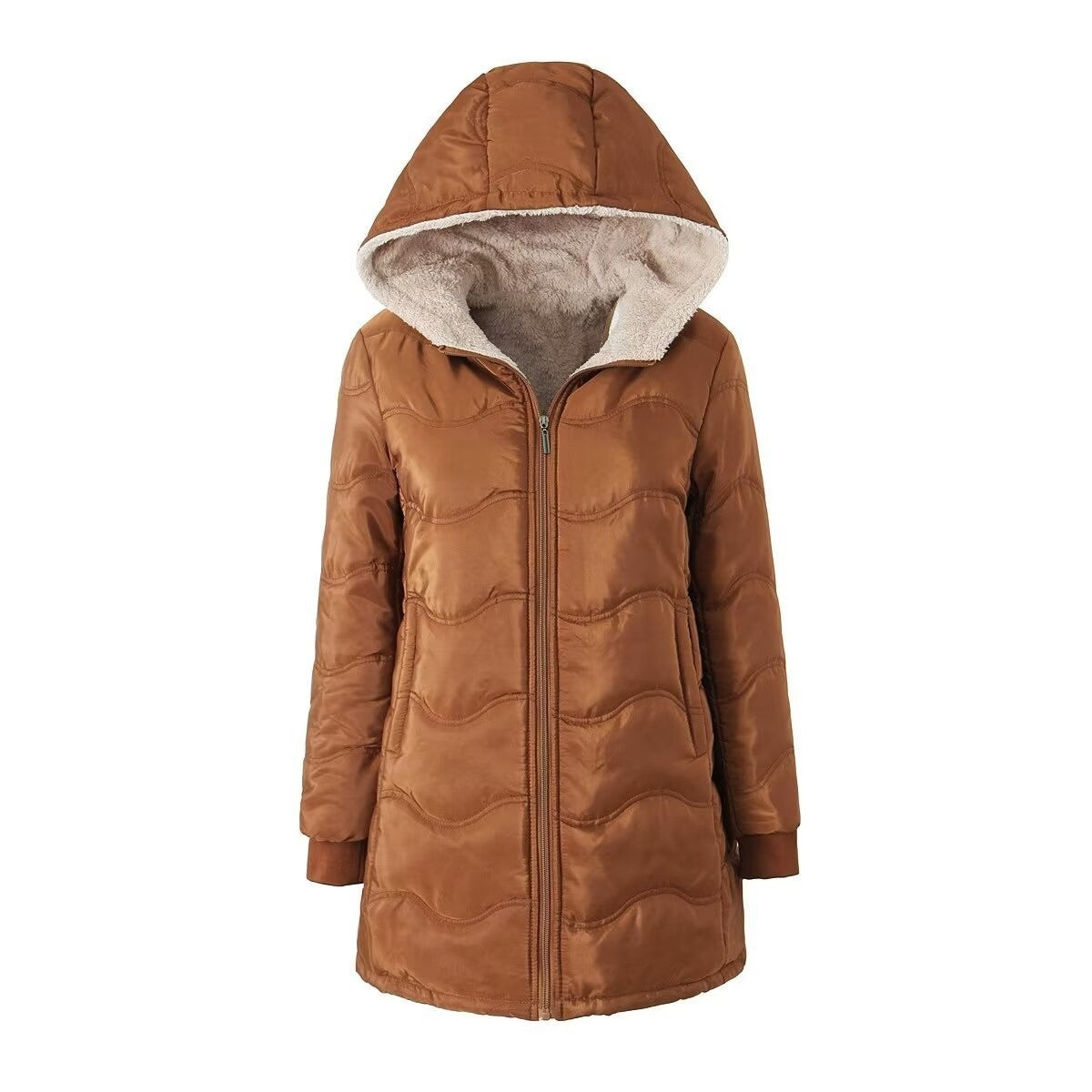 Women's Hooded Fleece Lined Winter Warm Keeping Jacket With Pockets - LAKD London