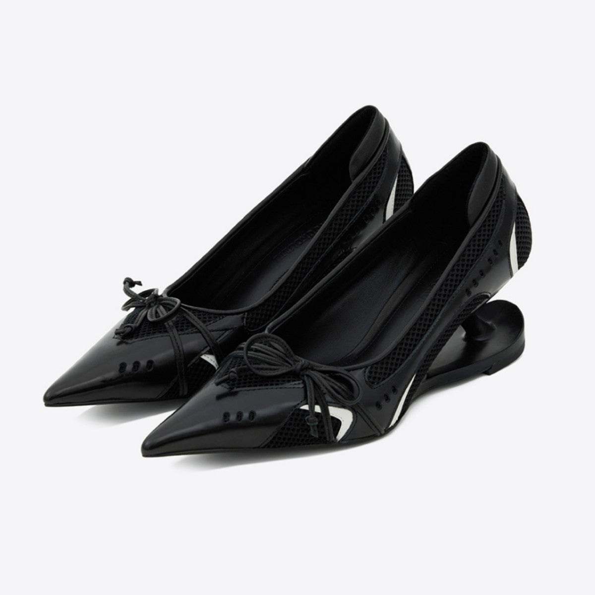 Women's Premium Retro Racing Evening Heels Pointed Bow Detail - LAKD London