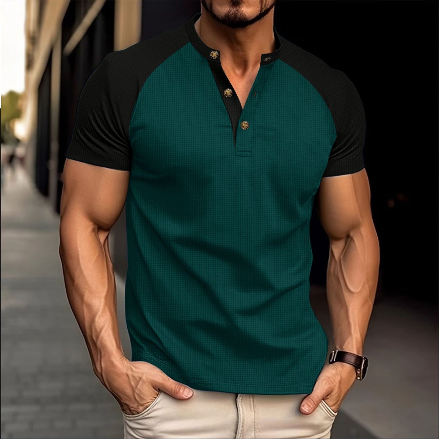 Men's Casual Slim Fit Breathable Waffle Short Sleeve T-shirt - LAKD London