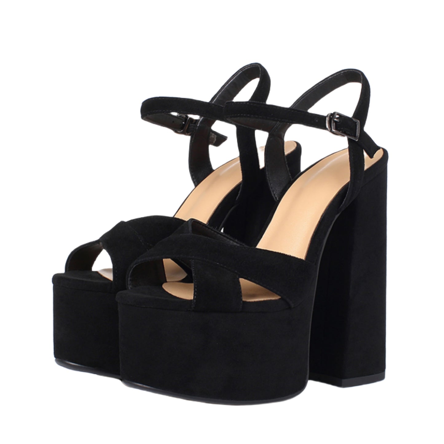 Women's Leather Platform Chunky Heel Sandals For Elegant Summer Fashion