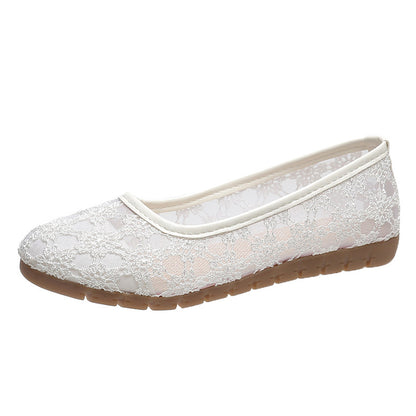 Women's Lace Mesh Hollow Round Toe Mom Shoes Casual Comfort - LAKD London
