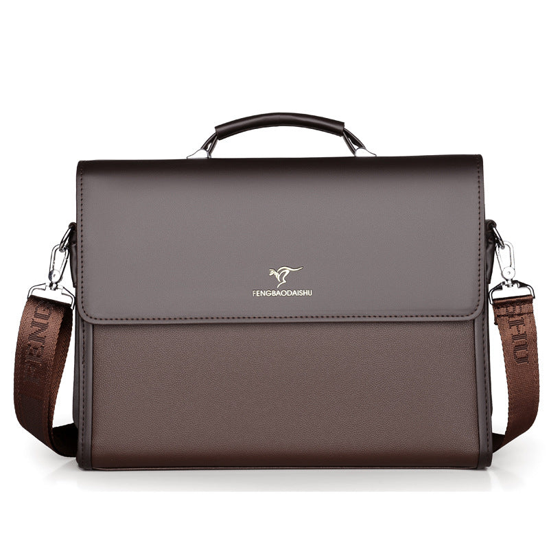 Men's Horizontal Leather Briefcase Professional Business Laptop Work Bag - LAKD London