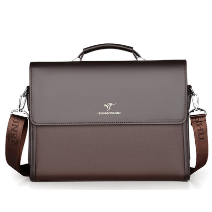 Men's Horizontal Leather Briefcase Professional Business Laptop Work Bag - LAKD London