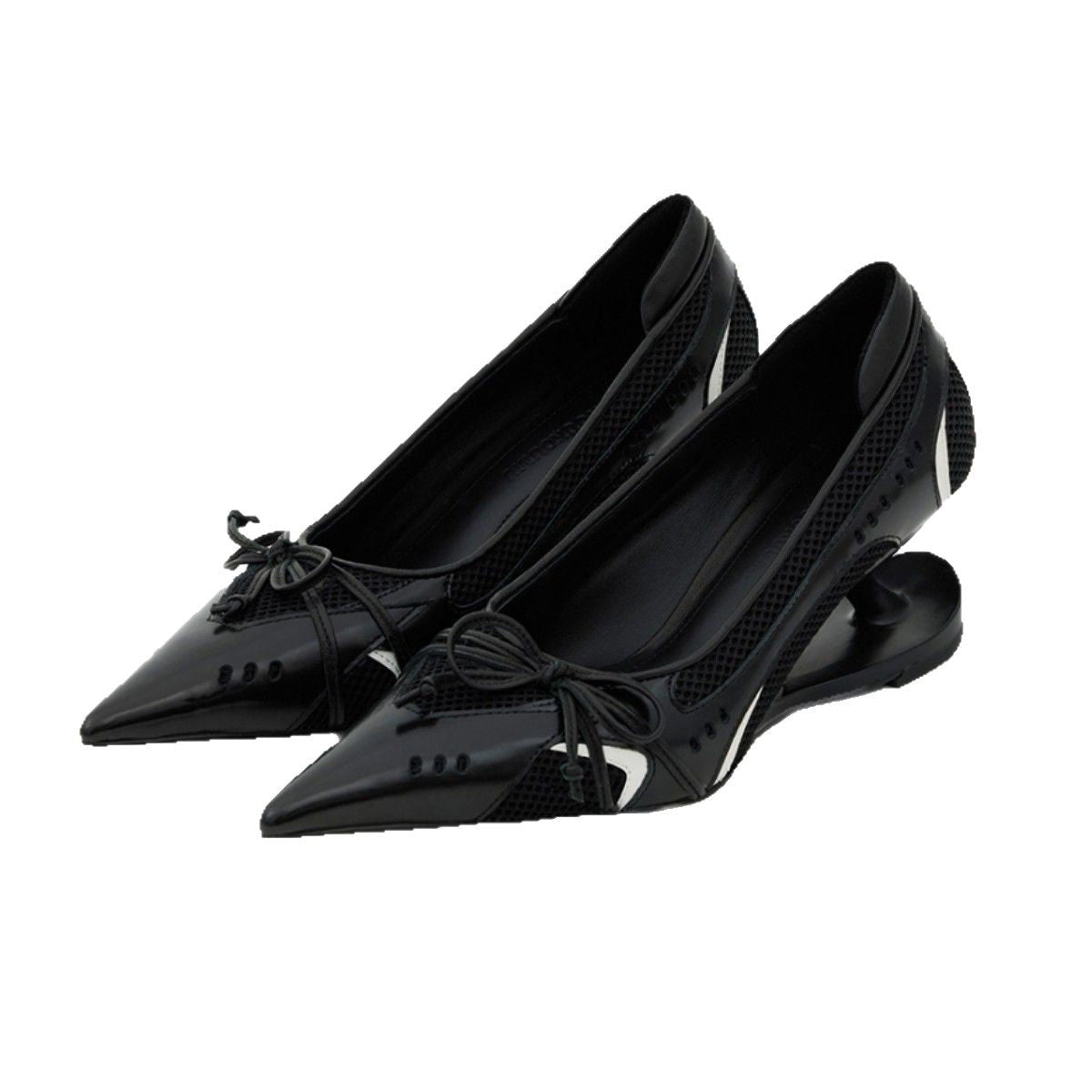 Women's Premium Retro Racing Evening Heels Pointed Bow Detail - LAKD London