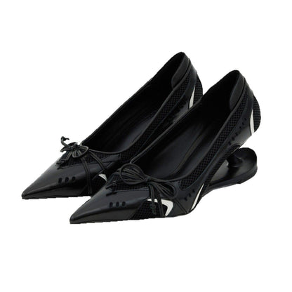 Women's Premium Retro Racing Evening Heels Pointed Bow Detail - LAKD London