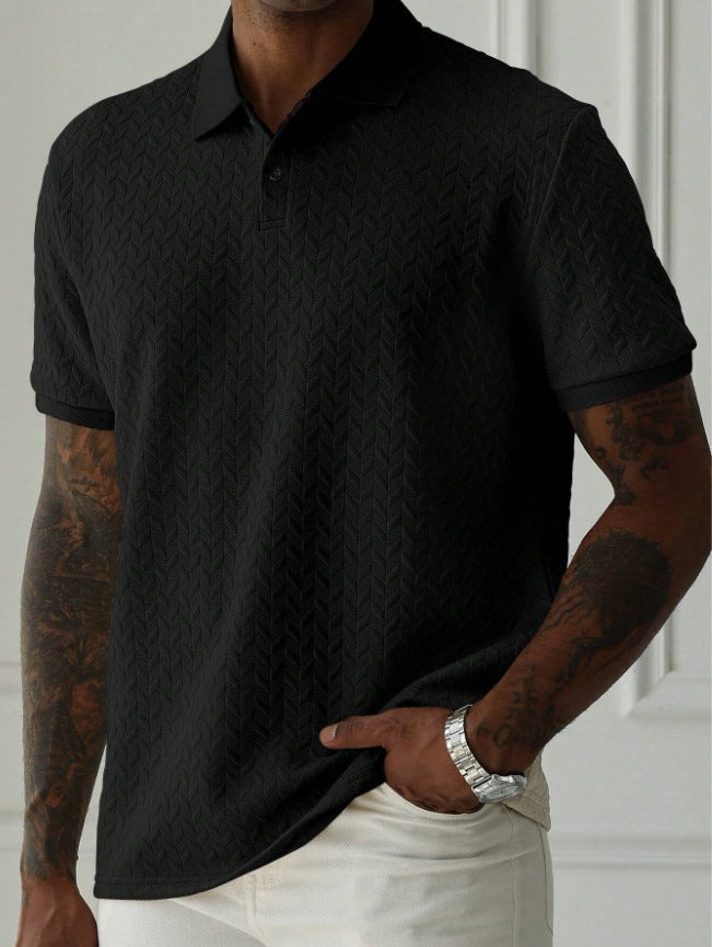 Men's Classic Short Sleeve Button Collar Polo Shirt Smart Casual - LAKD London