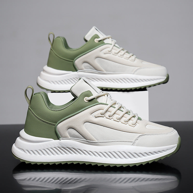 Men's Lightweight Platform Leather Sneakers Casual Comfortable Sporty Style