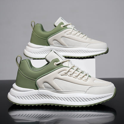 Men's Lightweight Platform Leather Sneakers Casual Comfortable Sporty Style