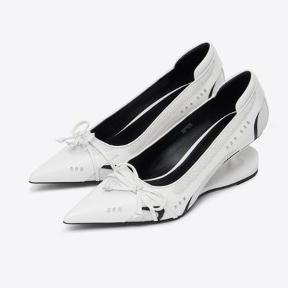 Women's Premium Retro Racing Evening Heels Pointed Bow Detail - LAKD London