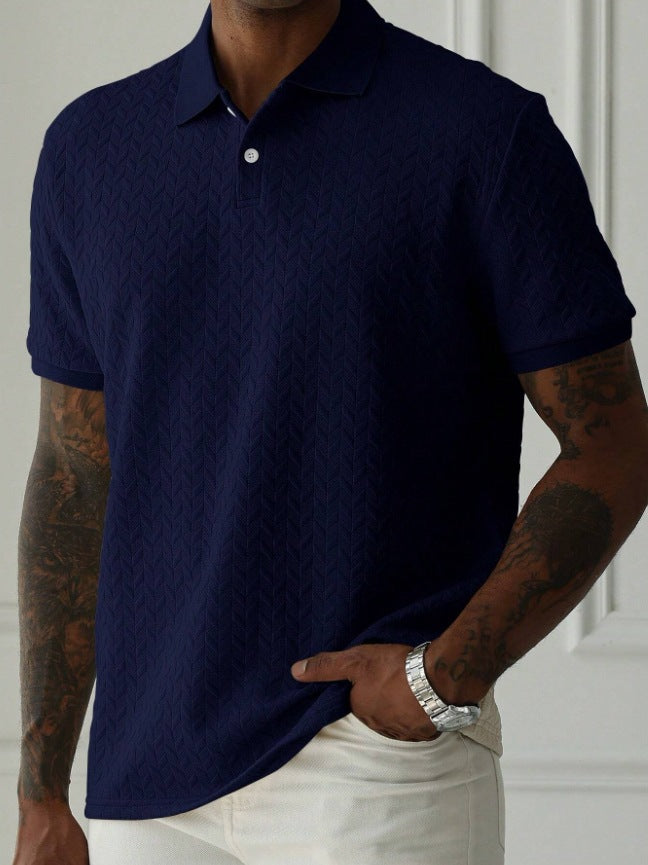 Men's Classic Short Sleeve Button Collar Polo Shirt Smart Casual - LAKD London