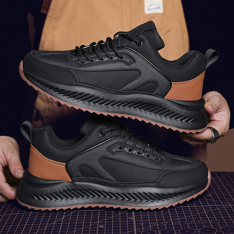 Men's Lightweight Platform Leather Sneakers Casual Comfortable Sporty Style