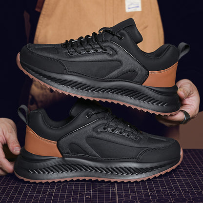 Men's Lightweight Platform Leather Sneakers Casual Comfortable Sporty Style