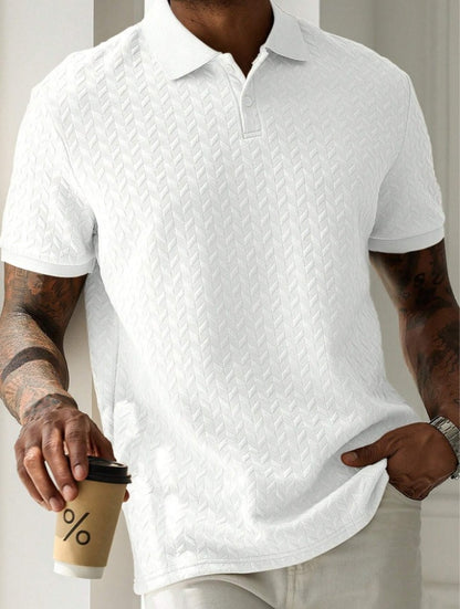 Men's Classic Short Sleeve Button Collar Polo Shirt Smart Casual - LAKD London
