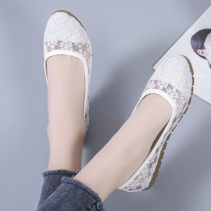 Women's Lace Mesh Hollow Round Toe Mom Shoes Casual Comfort - LAKD London
