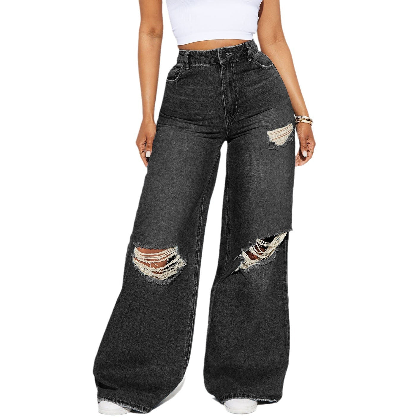 Women's Premium High Waist Wide Leg Street Style Jeans - LAKD London
